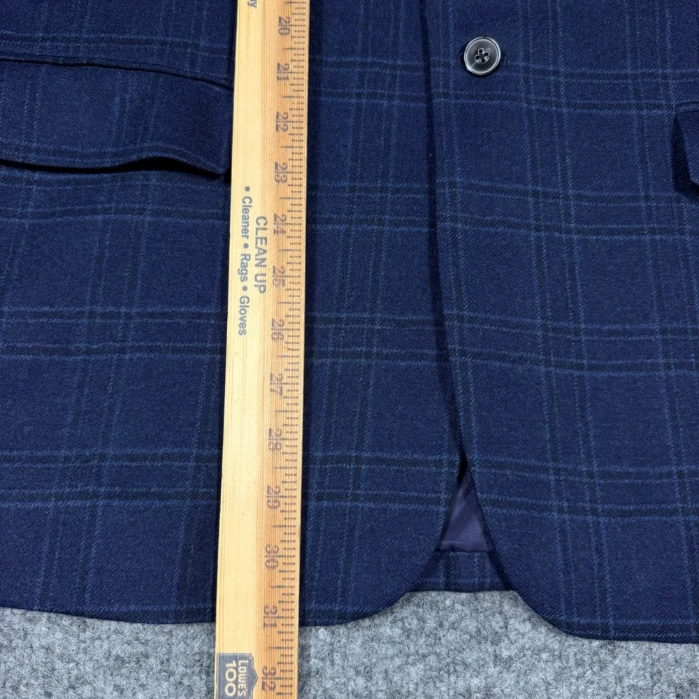 Jos A Bank 1905 Plaid Blazer Mens 43R Navy Blue Wool Blend Brrr Comfort EUC